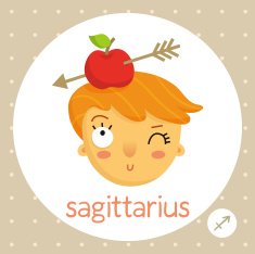 Sagittarius zodiac sign girl with apple on head