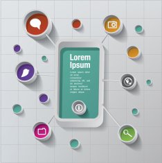 smart phone and media symbols
