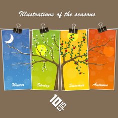 Seasons are suspended on clothespin
