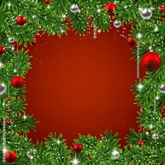 Christmas background with fir branches and balls N16