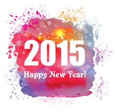 Happy New Year 2015 Creative greeting card with watercolor effect N2