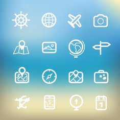 White vacation icons clip-art on color background