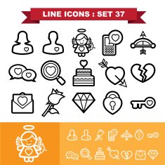 Love line icons set 37