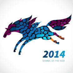 Horse decorated with bright abstract dots patterns N3
