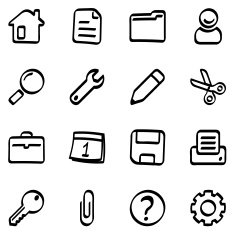 Calligraphic office work icons