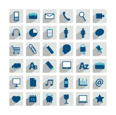 Set of minimalistic modern long shadows icon