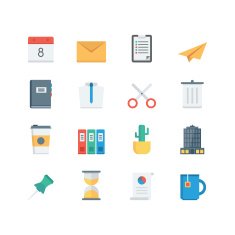 Pixel perfect office tools flat icons