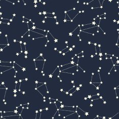 Seamless pattern with constellations of Leo Libra on space background