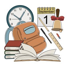 Cartoon style school icons