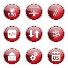 SEO Internet Sign Red Vector Button Icon Design Set 6 N12