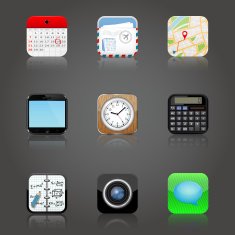 Apps icons set with reflection