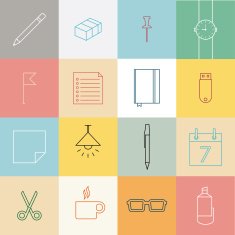 Stationery items flat design