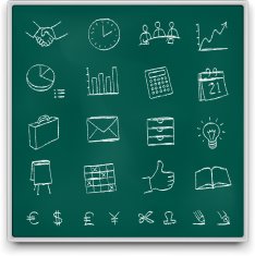 Chalkboard office icons