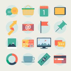 Modern flat icons vector collection web design objects business office N5