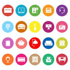 Bedroom flat icons on white background