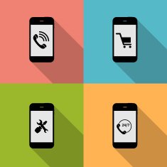 Concept on Different Mobile Phote Icons Vector Illustration