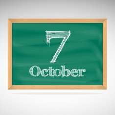 October 7 inscription in chalk on a blackboard