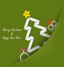 Christmas card with folded paper tree in your pocket