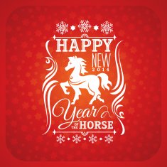New year greeting card with horse