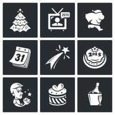 New year icons set N9