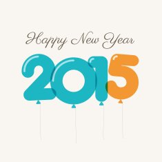 Happy new year 2015 card with ballons letters