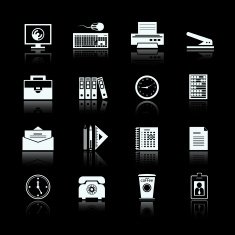 Business office supplies pictograms set N2