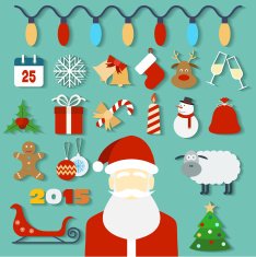 Christmas concept with flat icons and Santa Vector illustration