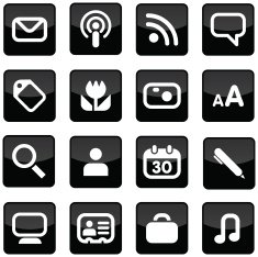 Icon set - black glossy