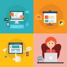 Set of flat design concept icons for education and training N2
