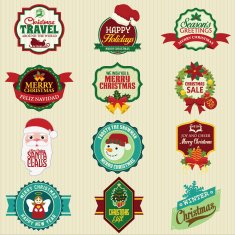 Set of labels for Christmas and New Year 2014 Badge