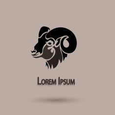 Vector silhouette head wild sheep Stylized animal