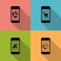 Concept on Different Mobile Phote Icons Vector Illustration N2
