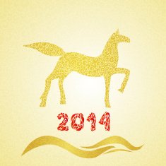 New year gold horse silhouette N2