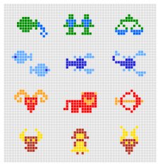 Vector set of pixel zodiac signs