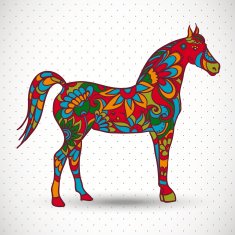 Horse with flowers and ornaments N2