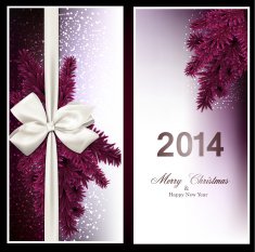 Christmas gift cards with fir branches and baw