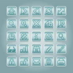 Metallic web icons set