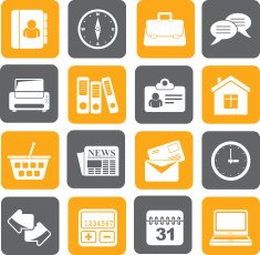 Silhouette Business and office icons N10