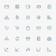 5x5 business and graph line icons