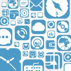 Flying web graphic interface icons