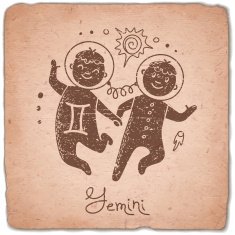 Gemini zodiac sign horoscope vintage card
