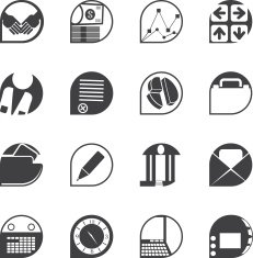 Silhouette Business and office icons N16