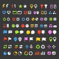 Different simple navigation pins and web pictograms
