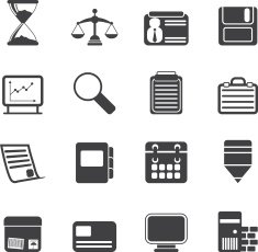 Silhouette Business and office icons N19