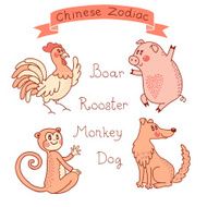 Chinese Zodiac - Rooster Boar Monkey Dog