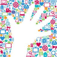 Background with media icons Modern and retro design elements