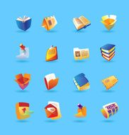 Realistic icons for books and papers