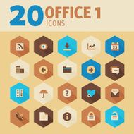 Beige office hexagon icons