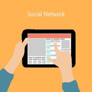 Using Social Network Concept Flat Vector Illustration