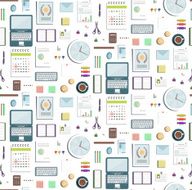 Seamless Pattern Office Supplies Flat Colored Business Wallpaper